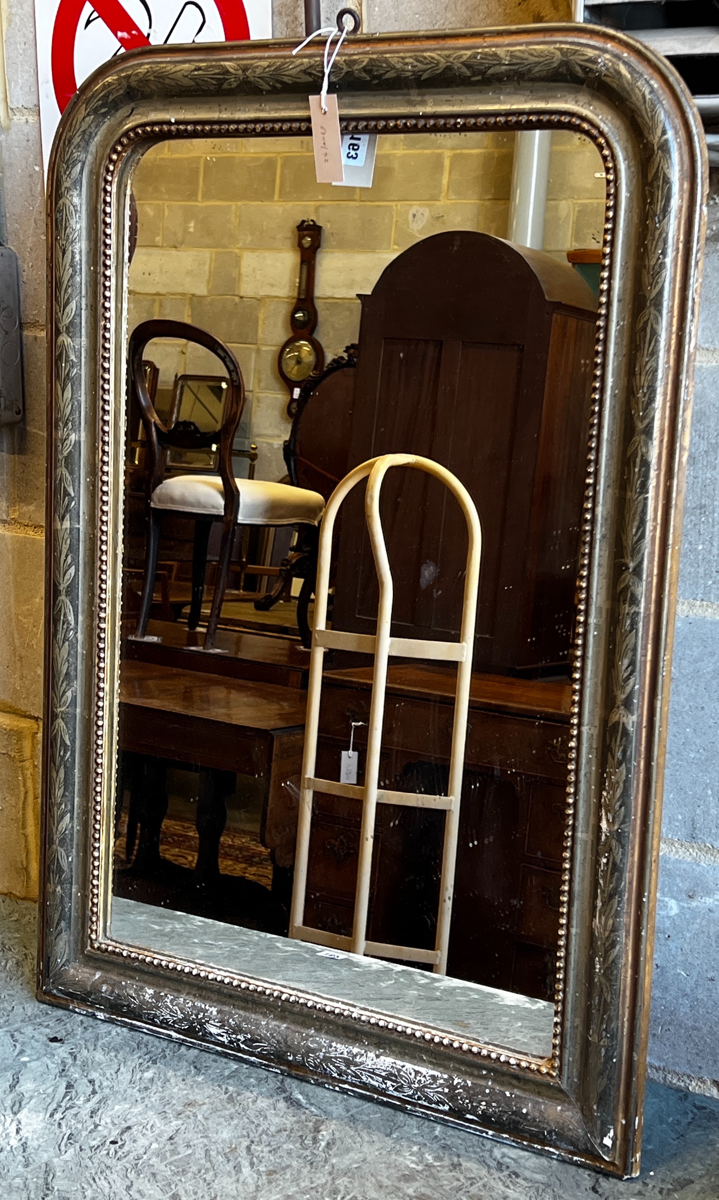 A 19th century French wall mirror, width 65cm, height 92cm